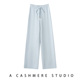 拖地长裤 山羊绒阔腿裤 女秋冬高腰垂感宽松加厚直筒羊毛针织裤 外穿