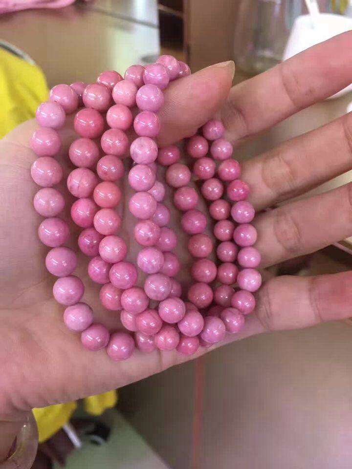 天然蔷薇辉石 玫瑰石圆珠手链单圈手串 精挑女款礼物