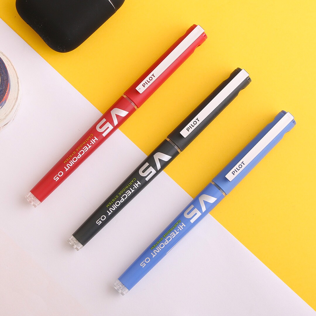 日本pilot百乐水笔新v5升级版中性笔可换墨胆签字笔0.5彩色果汁笔