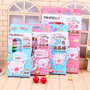 爱好油画棒12 18 24 36色蜡笔 布绒娃娃 爱心小天使炫彩棒 满包邮