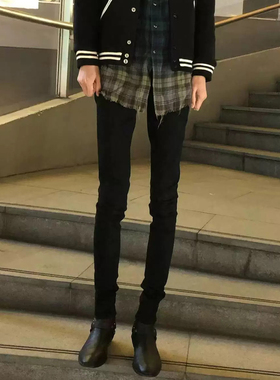 vibe复古黑色高弹力显瘦牛仔裤冬季修身裤子男款高端百搭SLP长裤