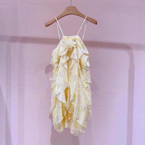 MOISSAC摩萨克女装专柜正品26夏荷叶边吊带连衣裙MWGX50011-1799