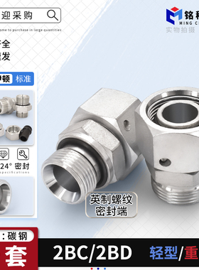 H型卡套接头英制G螺纹胶垫密封外丝卡套活接2BC-WD轻型2BD-WD重型