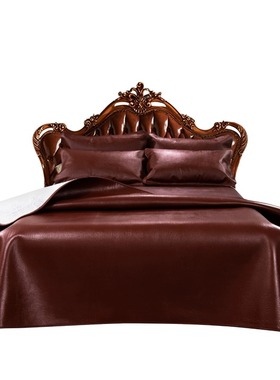 水牛头层水牛皮凉席三件套1.8m高端软硬真席子1.5米床垫加厚