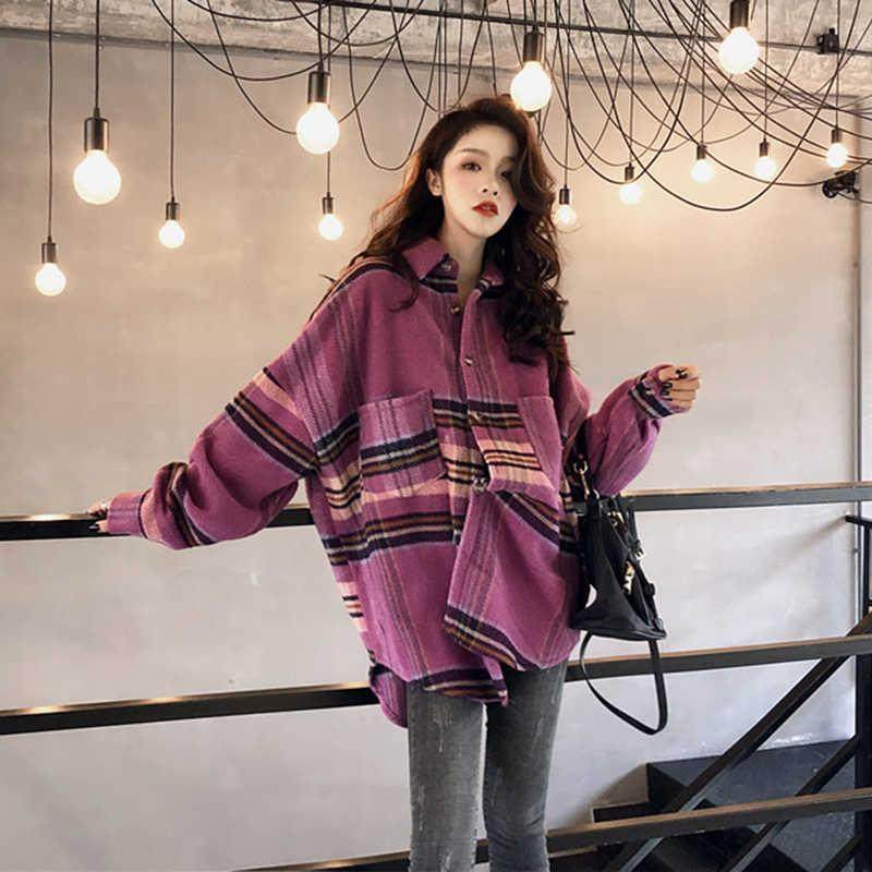 宽松慵懒格子上衣泡泡袖毛呢衬衫女复古港味2020春季新款长袖外套在类目 女装/女士精品, 衬衫中 - 来自Buy2taobao.com提供专业的淘宝代购服务