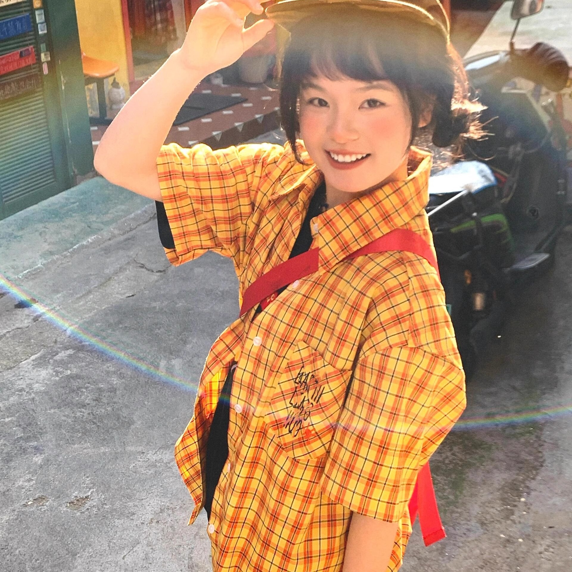 美式复古条纹撞色多巴胺短袖衬衫男女夏季宽松休闲ins衬衣外套潮