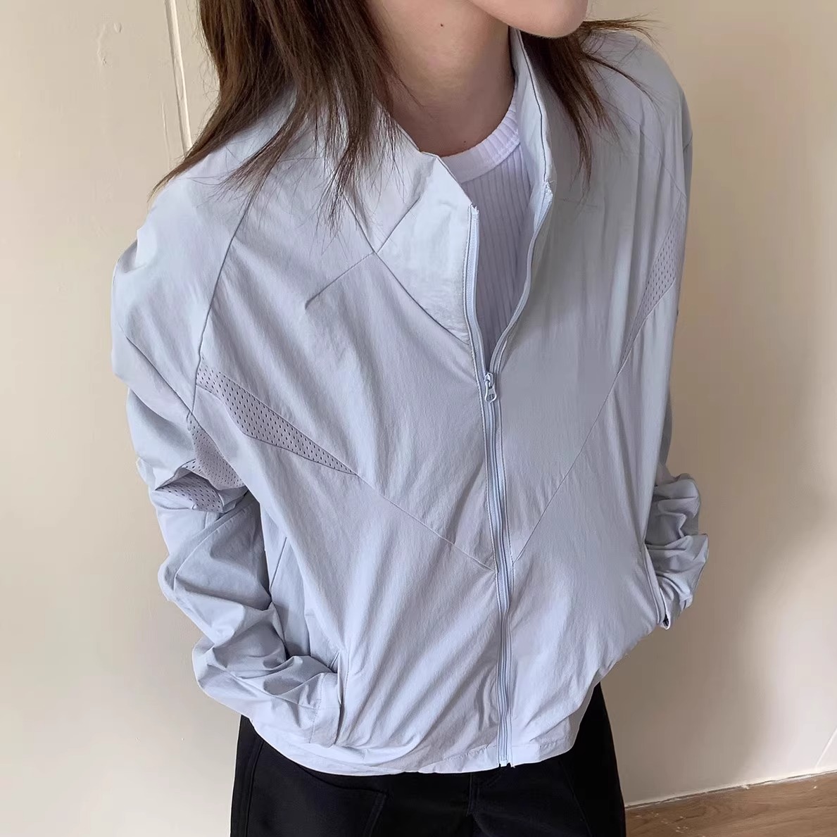 美式复古正肩防晒服男女立领透气速干户外轻薄cleanfit外套夹克夏