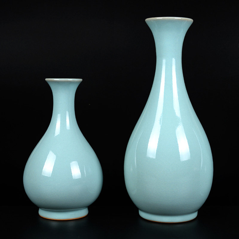 仿古汝窑陶瓷花瓶中式复古简约汝瓷玉壶春瓶客厅博古架装饰品摆件,家居饰品,花瓶,淘宝优惠券,粉丝福利购,淘宝优惠卷