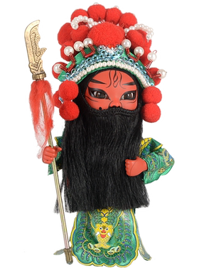 京剧绢人娃娃三国刘关张人偶摆件