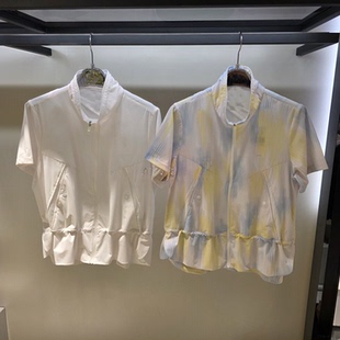 韩国高尔夫服装女款春夏季拉链立领短袖防晒外套运动轻薄凉感上衣