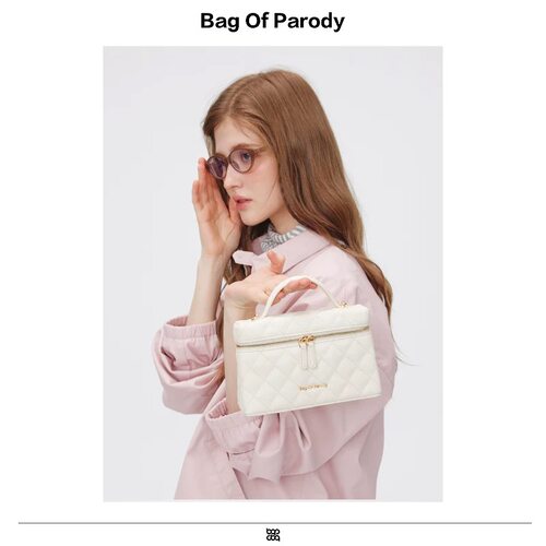 Bag of parody饭盒包包女2026新款羊皮小香风菱格链条手提斜挎包