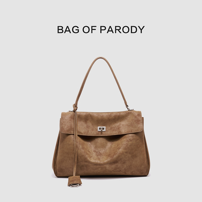 Bag of parody手提包包女2025新款冬季磨砂真皮凯莉包复古斜挎包