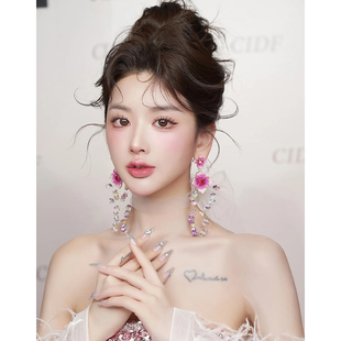康康造型新娘耳环水晶串珠流苏长款结婚礼服婚纱旗袍敬酒服耳饰品