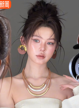 康康造型新娘耳环项链锁骨链欧美夸张个性小众高级感礼服晨袍耳饰