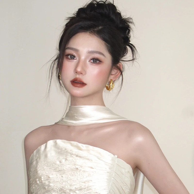 新娘丝带挂脖飘带纯色丝巾围巾绑包带领巾晚礼服晨袍服装饰品配饰