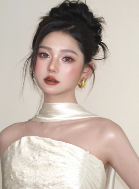 新娘丝带挂脖飘带纯色丝巾围巾绑包带领巾晚礼服晨袍服装饰品配饰