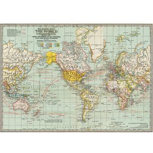 非常漂亮的世界洋流地图全英文版装饰画酒吧装饰摄影背景礼品包装