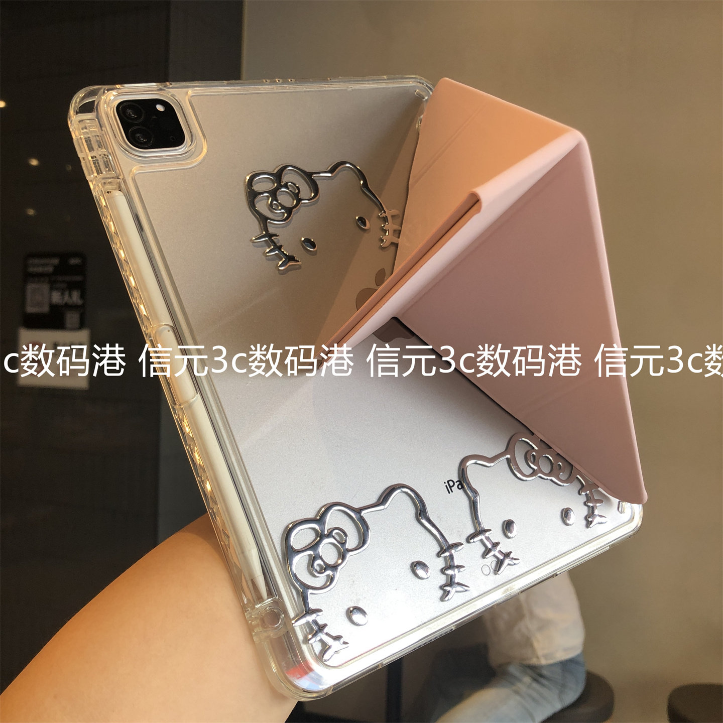 可爱浮雕3+Y型折叠横竖支架适用苹果iPad Air8保护套9第10代8亚克力Air567防弯10.2寸9.7笔槽Pro12.9透明壳13图片