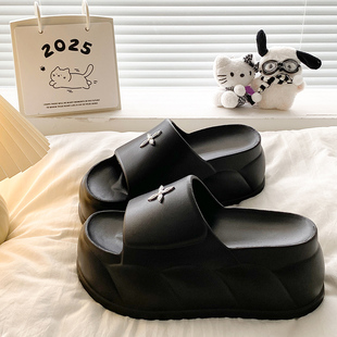 8cm厚底~小个子拖鞋女夏季2025新款外穿时尚网红防滑增高一字拖女