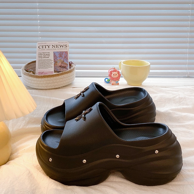 十字花厚底~小个子拖鞋女夏季外穿增高防滑一字拖休闲度假凉拖鞋