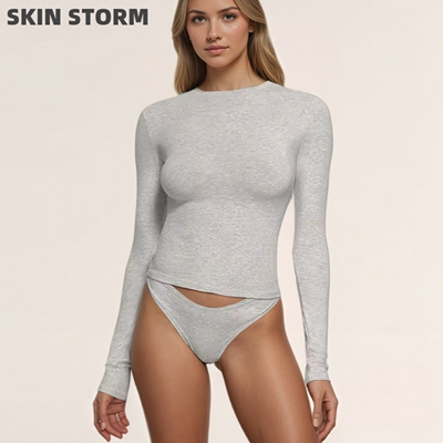 SKIMS卡戴珊风长袖修身打底衫女