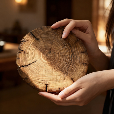 老榆木风化木杯垫 隔热防烫炉垫 茶道侘寂风古朴原木底座
