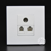 86型TV网络电话墙壁插座 免打CAT6六类网线语音带TV天线电视面板