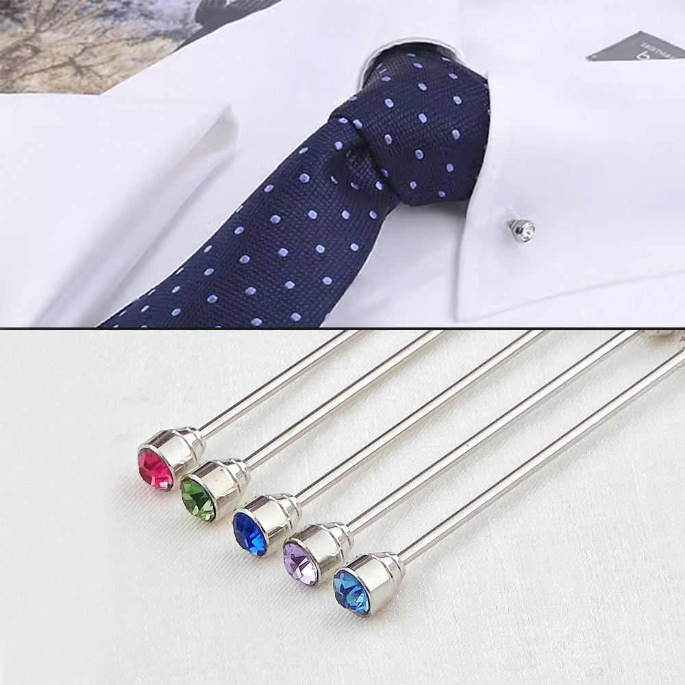 帝国领衬衫领针男 镶钻领针金色银色领饰结婚领口夹衬衫领棒