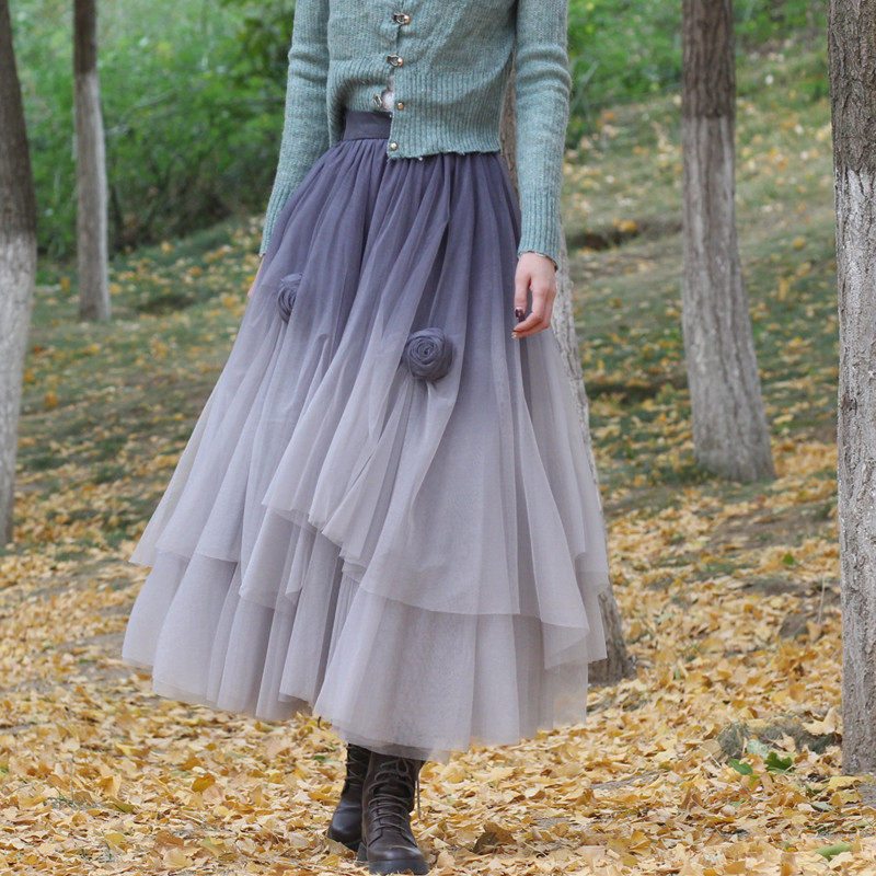 蓬蓬裙甜酷A字手工花朵