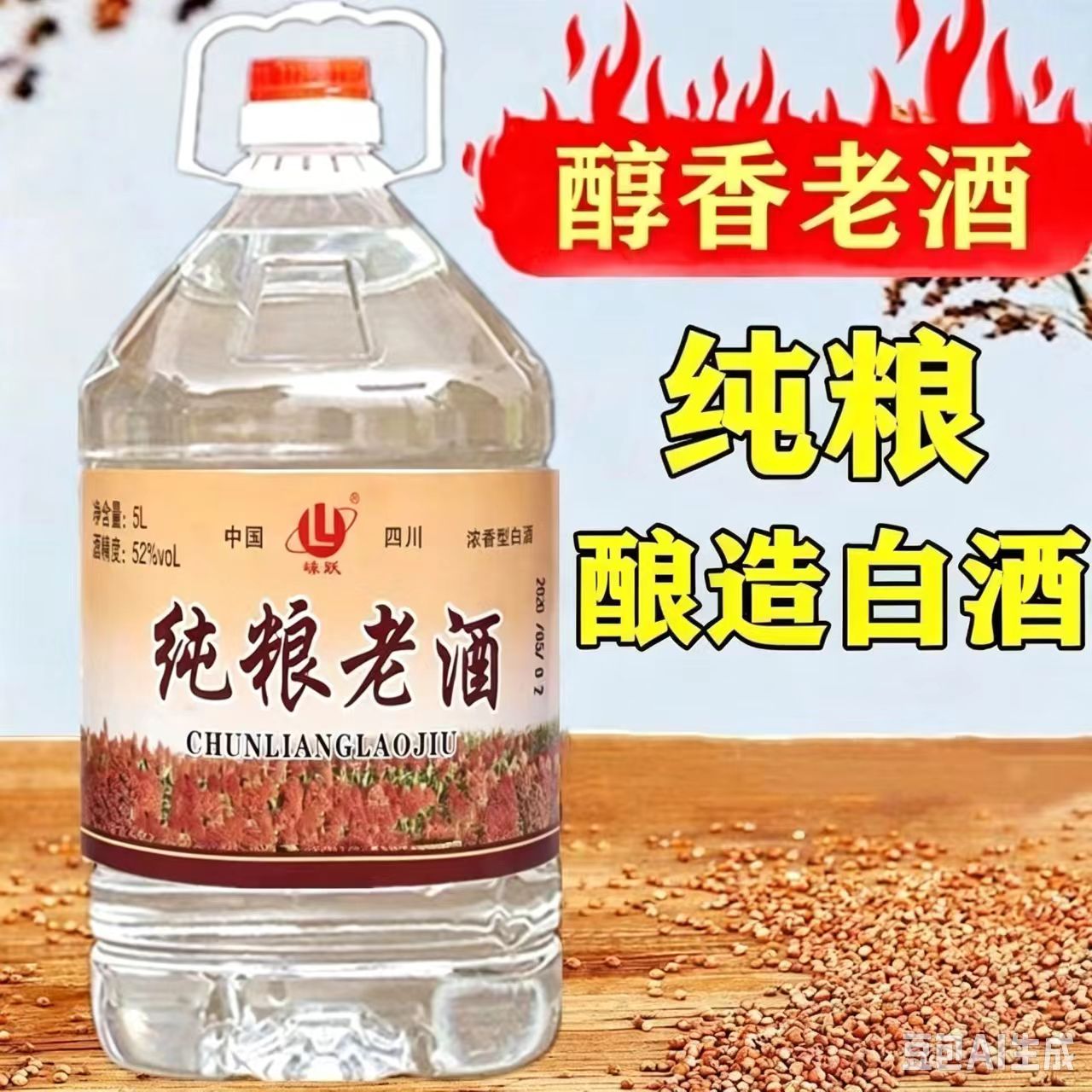 红高粱白酒桶装纯粮食酒52度60度原浆老酒10斤散装酒高度泡药酒水