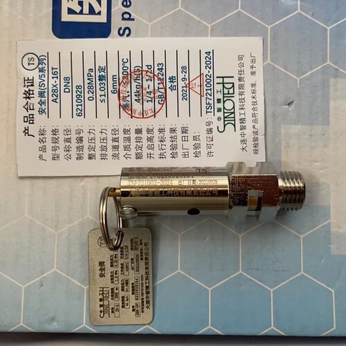 山东新华灭菌器DN8 SV-5整定压力0.28大连中智精工A28X-16T安全阀