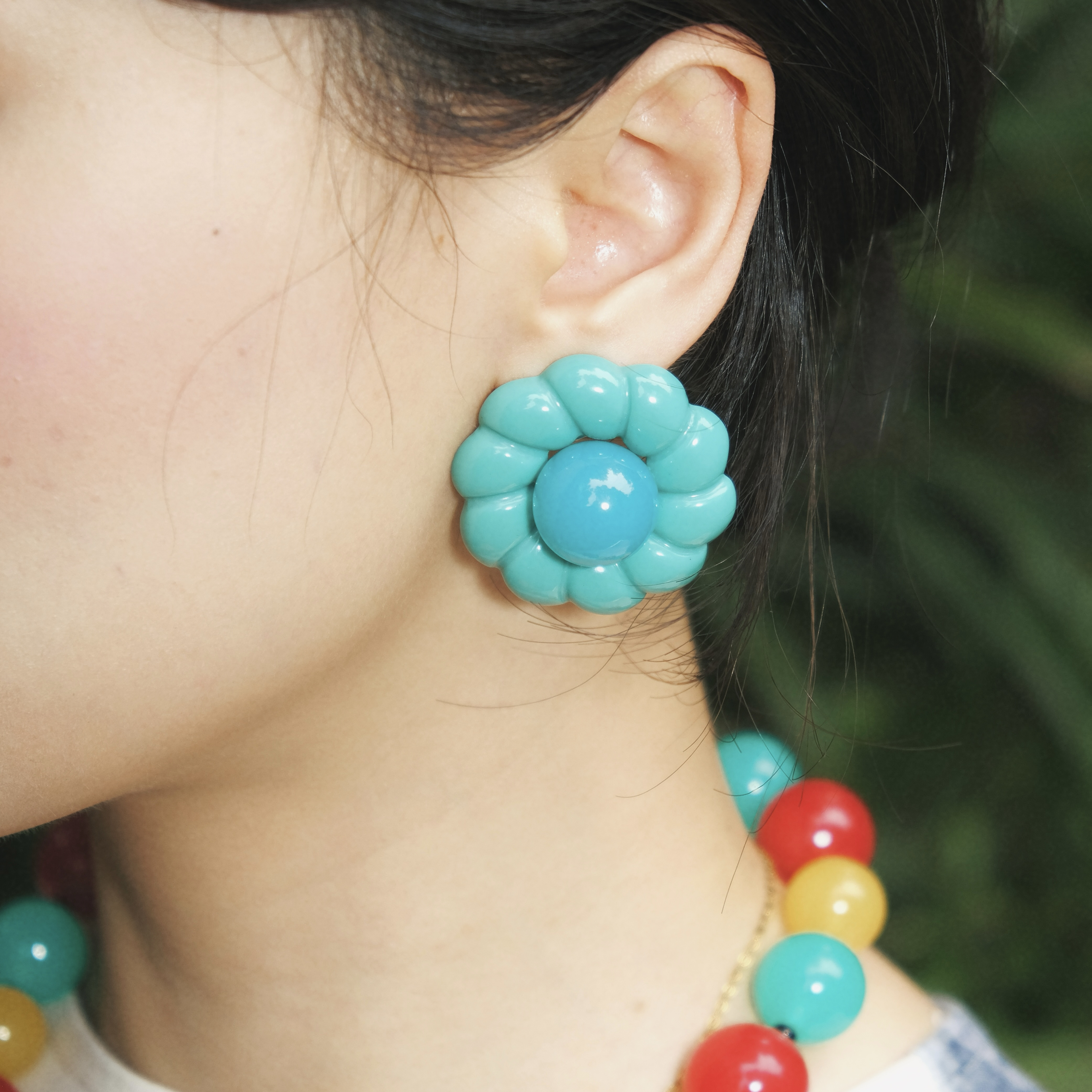 BOMBCACA热带岛屿系列 果酱夹心饼干 复古中古风树脂麻花圆盘耳环