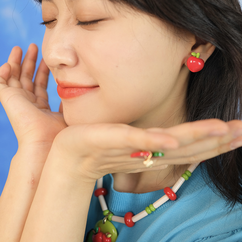 BOMBCACA新款耳钉小苹果彩色现货