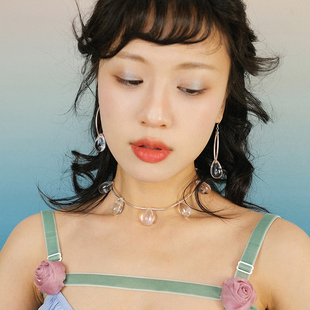 BOMBCACA海 原創(chuàng)透明水滴項鏈女高級感耳環(huán) 人魚之淚 女兒系列