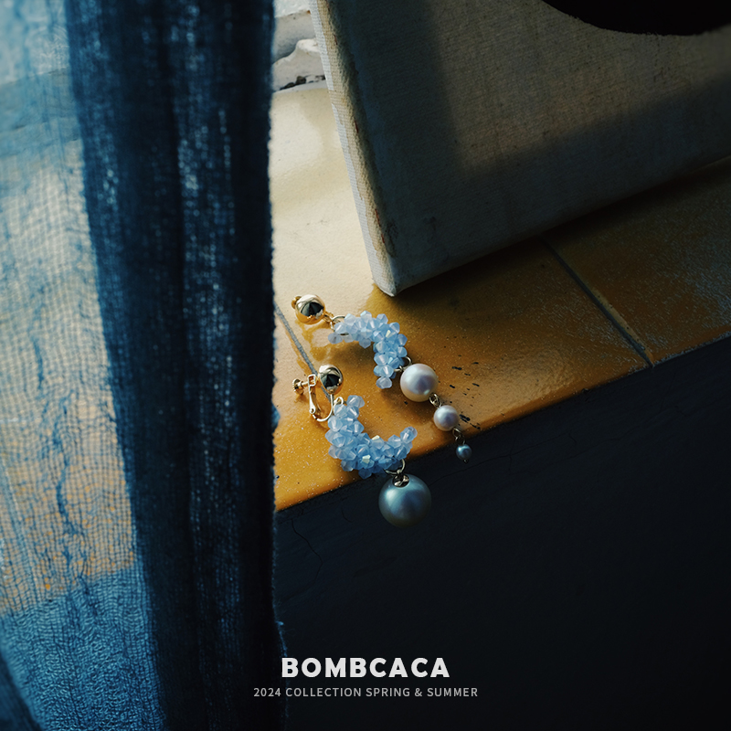 串珠月亮复古精致耳环女bombcaca