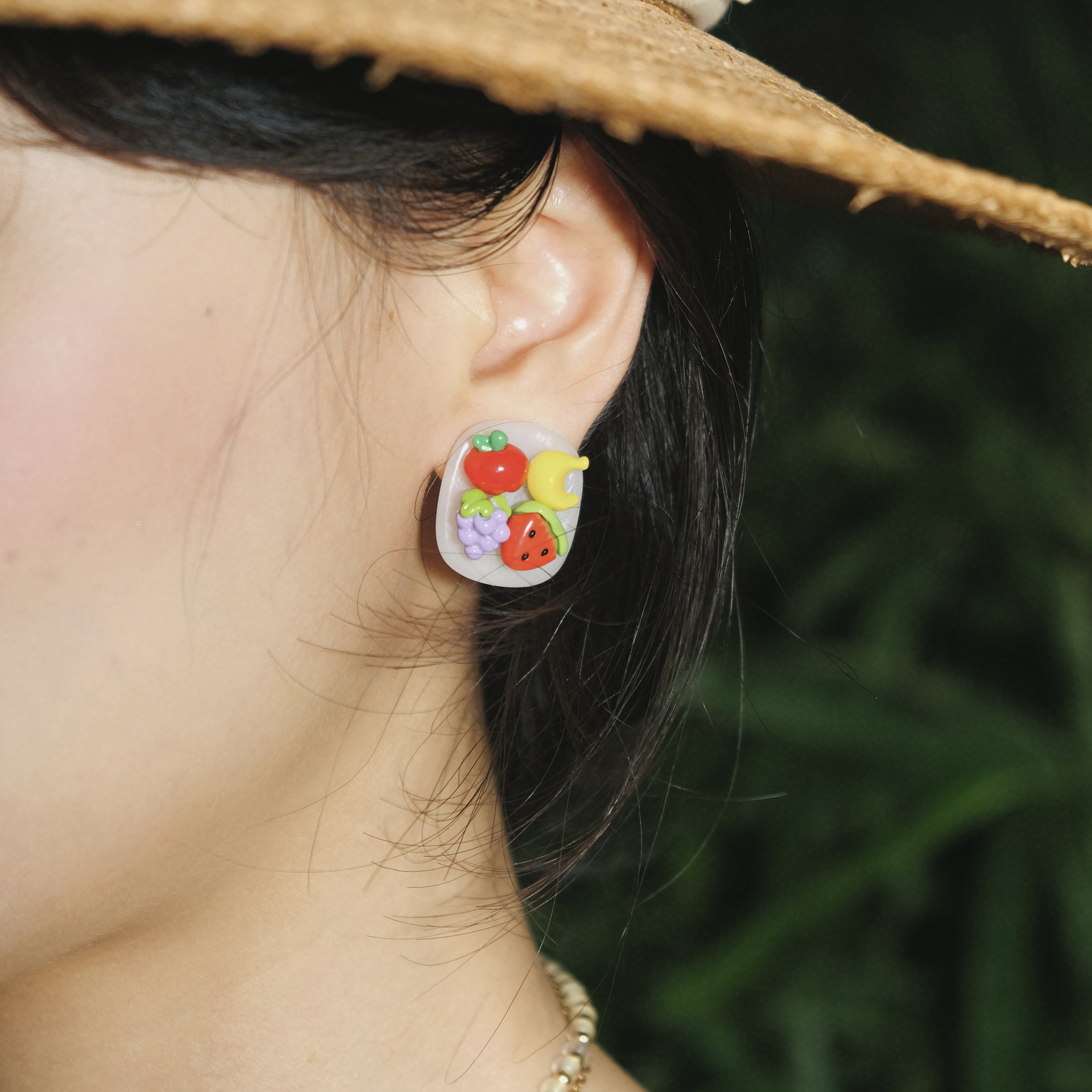 BOMBCACA热带岛屿系列 水果消消乐 原创可爱小巧彩色耳环耳夹女