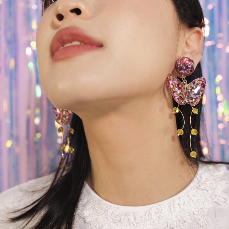 蝴蝶耳环bombcaca亮片仙女