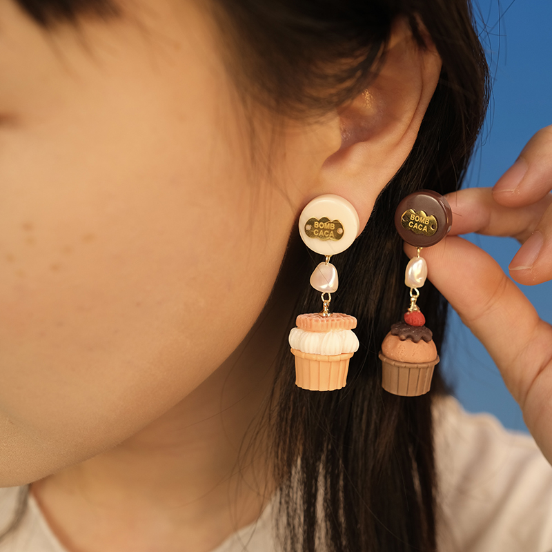 趣味迷你小蛋糕少女耳环bombcaca