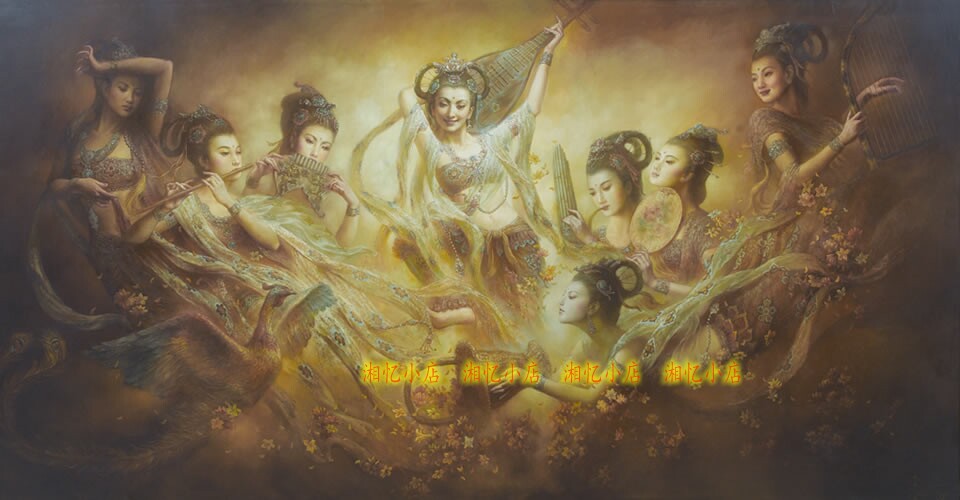 印花DMC纯棉十字绣套件客厅餐厅佛像敦煌观音飞天人物 仙乐飞天3
