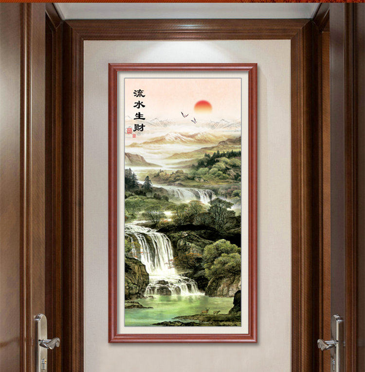 法国纯棉套件竖版流水生财十字绣