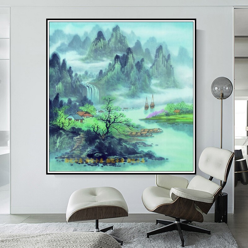 新款印布高端DMC十字绣套件客厅餐厅玄关中式风景国画名画-黄山