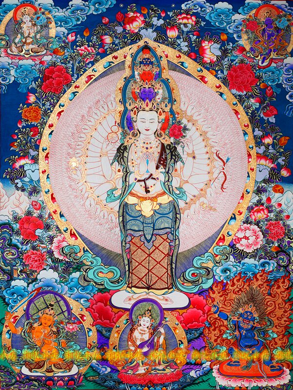 印花新款DMC纯棉十字绣套件餐厅客厅玄关佛堂唐卡千手千眼观世音