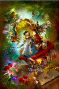 印花纯棉线DMC纯棉绣线十字绣人物 世界名画 爱丽丝梦游仙境10