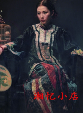 印花DMC纯棉十字绣套件客厅卧室 名画国画人物陈逸飞执扇仕女