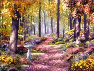 印花DMC纯棉绣线十字绣 客厅卧室 世界名画油画风景 林间小路