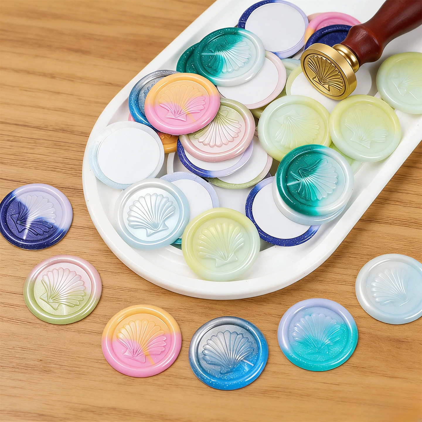 贝壳双色火漆蜡贴印章装饰手账