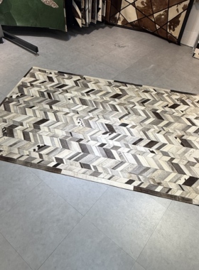 【166】直播秒杀特价197*300CM现货印度进口灰色手工牛皮毯