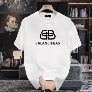 T恤男士 重磅纯棉短袖 双环字母印花情侣百搭体恤 新款 巴黎潮牌夏季