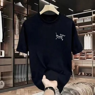 简约印花体恤 潮牌上衣宽松大码 高端鸟家重磅纯棉t恤休闲半袖 男士