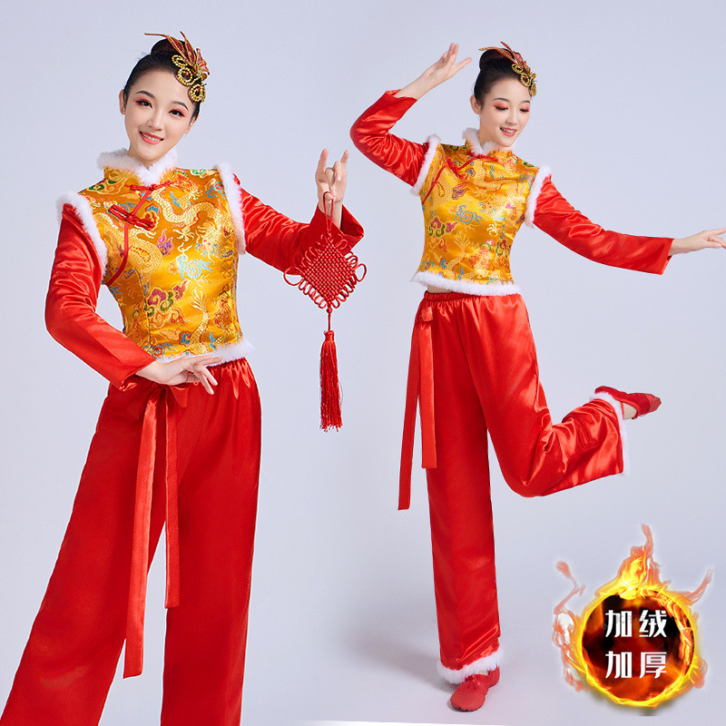 冬季新款加绒加厚喜庆秧歌打鼓服